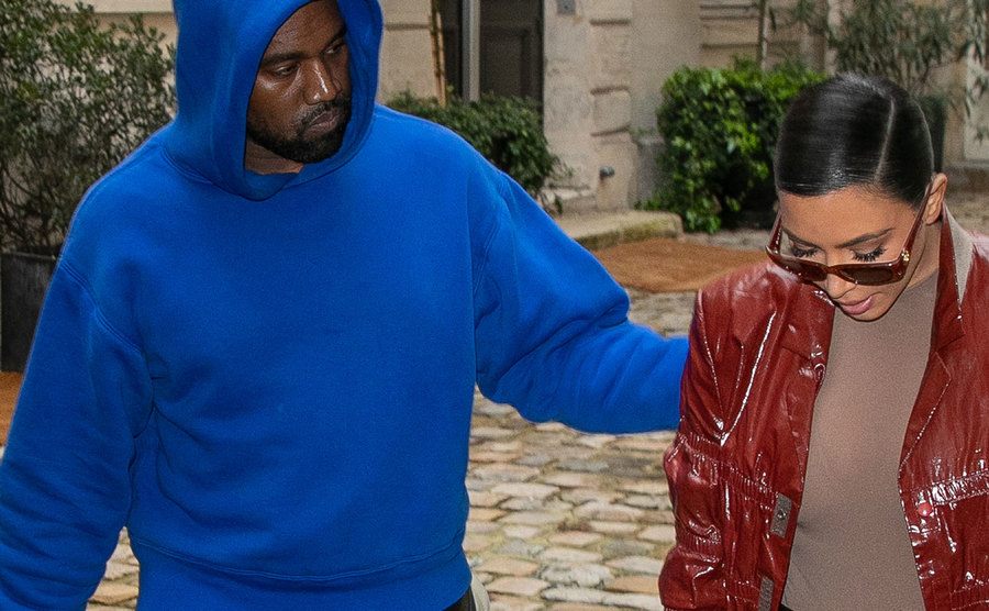 Kim Kardashian West and Kanye West are seen in Paris.