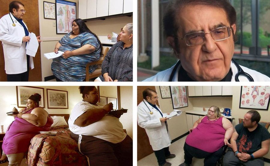 Dr. Younan Nowzaradan and patients / Dr. Younan Nowzaradan / Two overweight women / Dr. Younan Nowzaradan and his patient