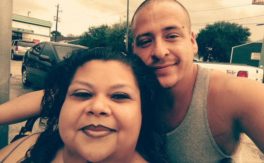 Lupe Donovan takes a selfie with her partner.