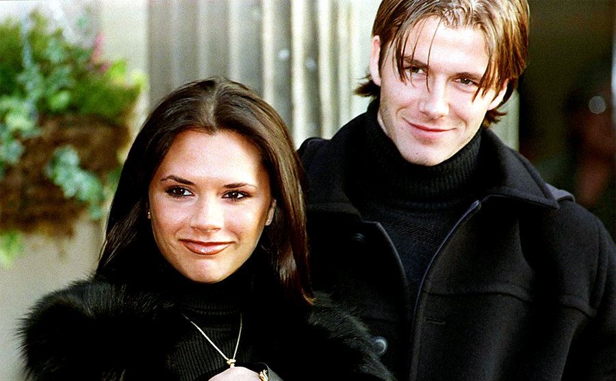 Victoria and David leave a hotel after their engagement.