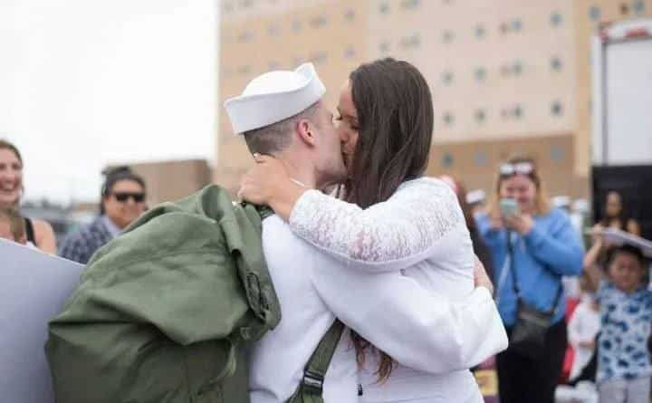 Chris and Natasha embrace at their reunion.