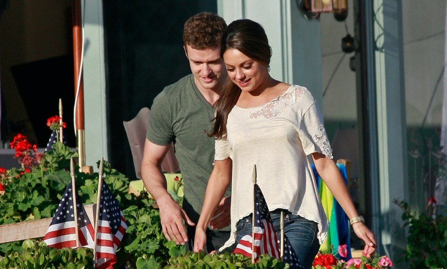 Justin Timberlake and Mila Kunis are seen on location for