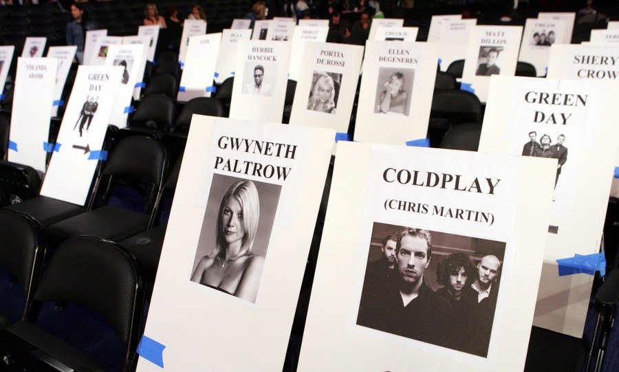 Gwyneth Paltrow and Chris Martin seating place cards