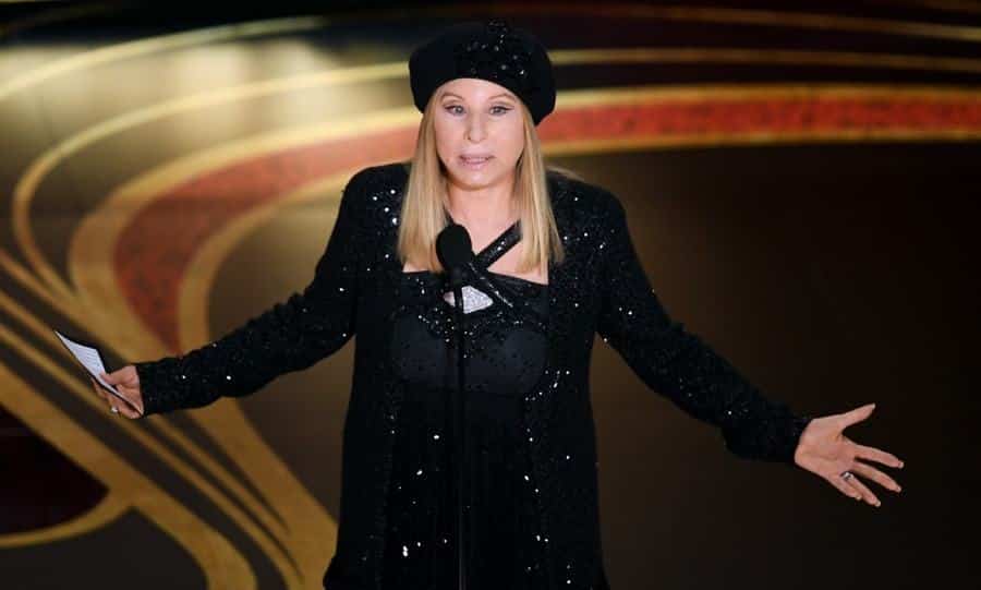 Barbra Streisand speaks onstage