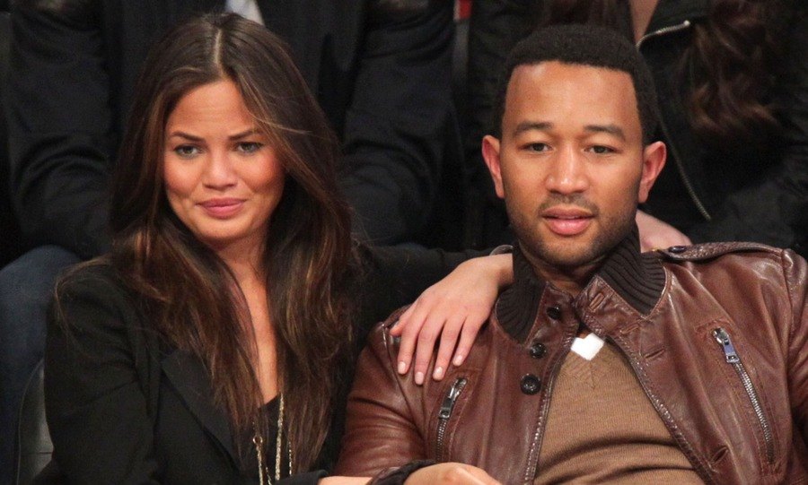 Model Christine Teigen (L) and singer John Legend