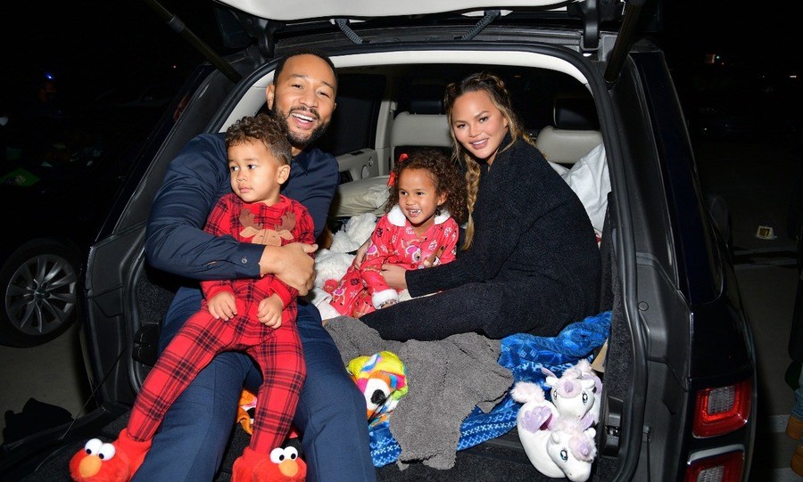 Miles Theodore Stephens, John Legend, Luna Simone Stephens, and Chrissy Teigen