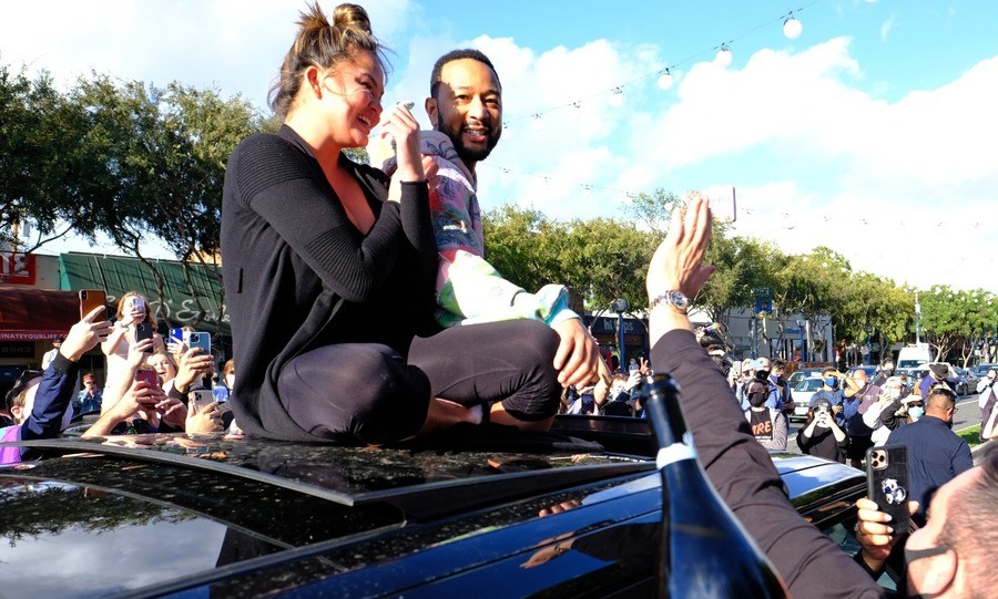 John Legend and Chrissy Teigen celebrate President-Elect Joe Biden's projected win