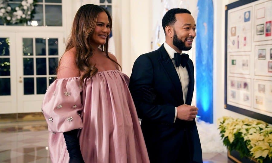 John Legend and Chrissy Teigen arrive for the White House