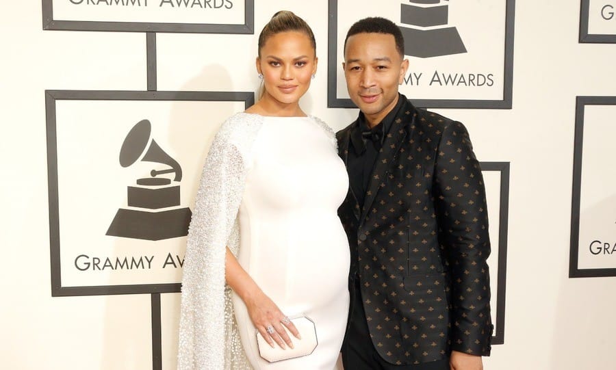 Model Chrissy Teigen (L) and recording artist John Legend
