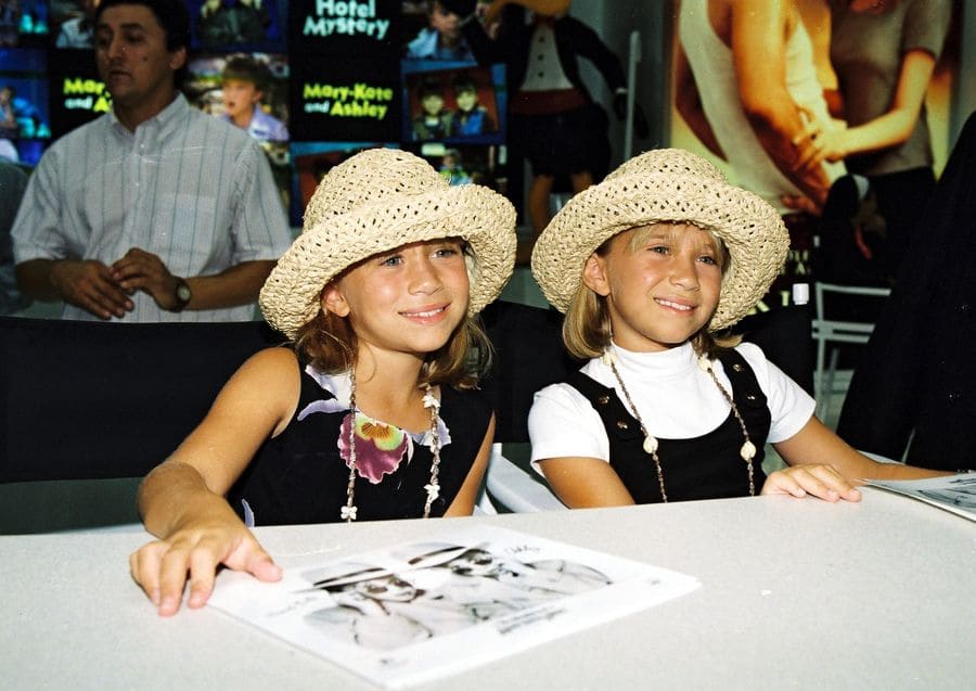 Mary-Kate and Ashley at their video signing in 1996.